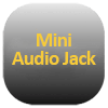 Ikona złącza Mini Audio Jack – szary przycisk z pomarańczowym napisem